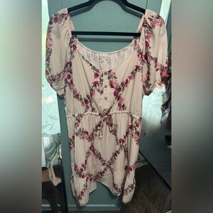 Chic Soul Floral Dress-Pink and Cream Tones- 1XLG-NWOT